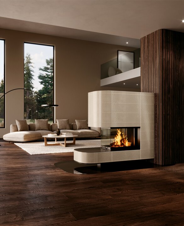 Raumteiler Kachelkamin mit Kachel Silhouette | © Sommerhuber GmbH