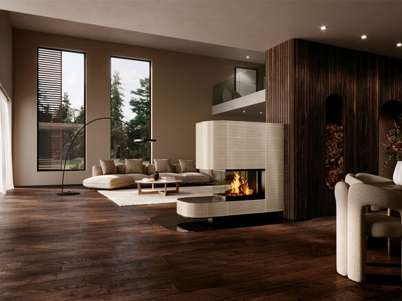 Raumteiler Kachelkamin mit Kachel Silhouette | © Sommerhuber GmbH