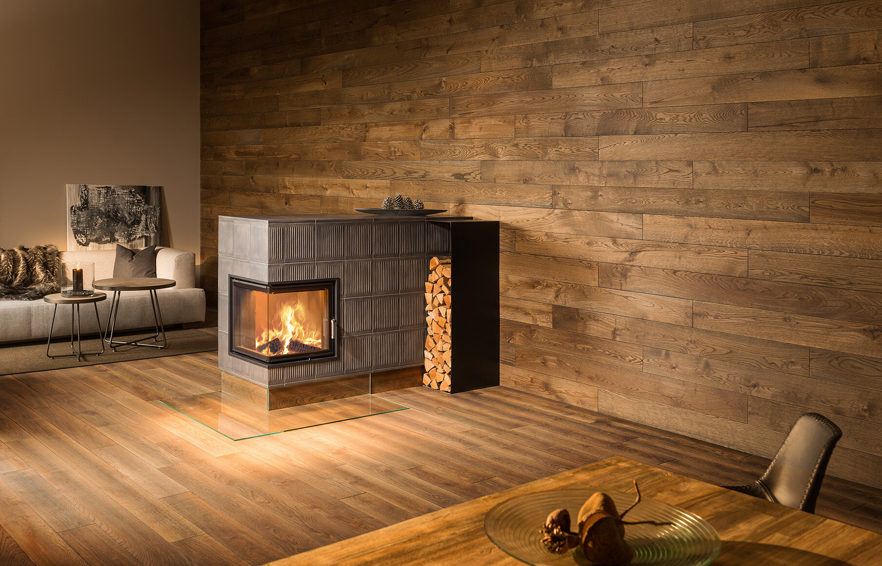 Image tiled stove with tile Pfeifenmuster weathered | © Sommerhuber GmbH